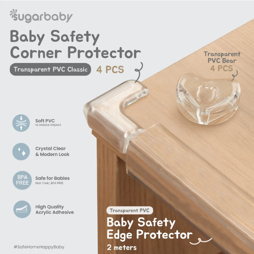 Baby Safety Edge & Corner Protector Transparant PVC | Pelindung Sudut Siku Meja Pengaman Untuk Bayi BPA Free